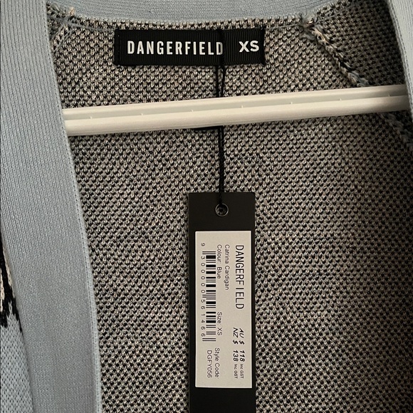 Dangerfield Light Blue Cardigan with Cat Design - Picture 2 of 6